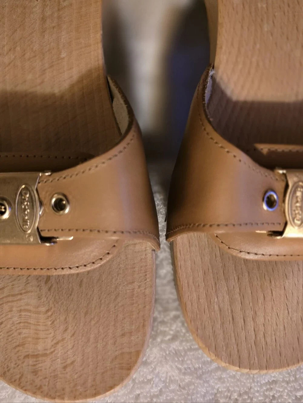 Dr. Scholl’s Original VTG Pescura Tan Wood Slide Sandals Made In Italy Size 7